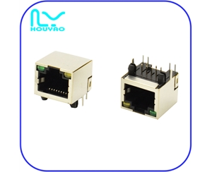 RJ45 5J 1*1 带灯左黄右绿无弹.