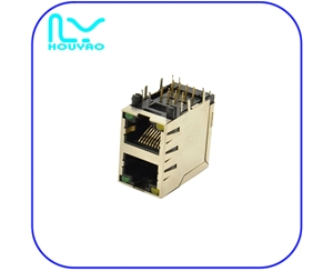 RJ45  2X1带灯带屏蔽带弹