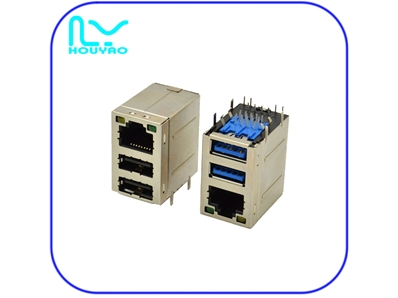 RJ45+USB3.0 double layer with light