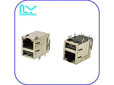 RJ45+USB2.0+transformer 10/100  LED